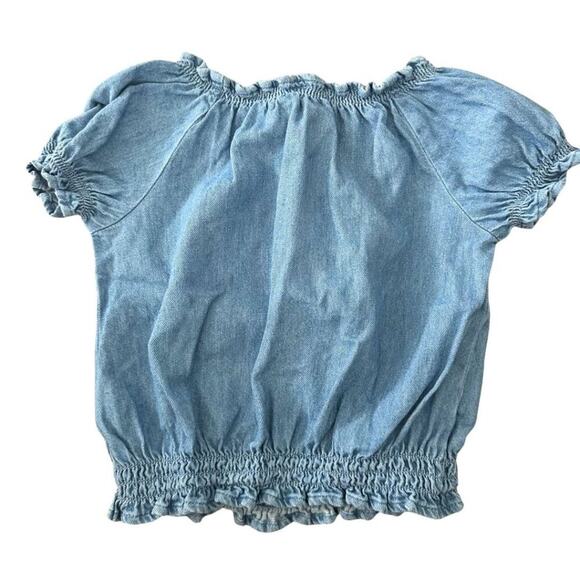 Old Navy Short Sleeve Crop Top with Elastic on Waist & Sleeve Light Denim XS - Picture 6 of 8